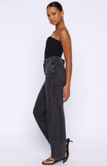 Born To Shine High Waisted Barrel Jeans Black Acid