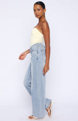 Born To Shine High Waisted Barrel Jeans Light Blue