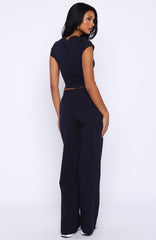 Break The Records Wide Leg Pants Navy
