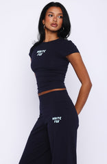 Break The Records Baby Tee Navy