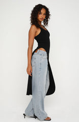 Calm And Collected Longline Top Black