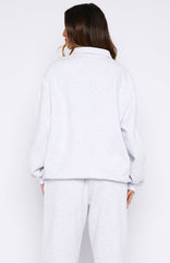 Can't Be Changed Oversized Henley Sweater Grey Marle