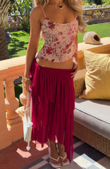 Cascade Around Me Midi Skirt Dragonfruit