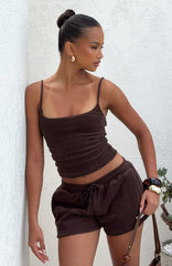 Causing Commotion Terry Singlet Chocolate