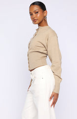 Cindy Cinched Knit Top Beige