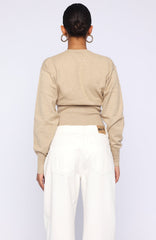 Cindy Cinched Knit Top Beige