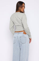 Cindy Cinched Knit Top Grey