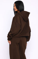 Come A Long Way Oversized Hoodie Chocolate