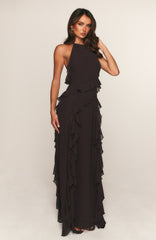 Control The Vibe Halter Maxi Dress Chocolate