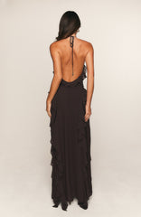 Control The Vibe Halter Maxi Dress Chocolate