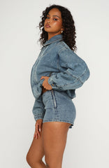 Cooler Than You Denim Bomber Jacket Brown Blue Acid