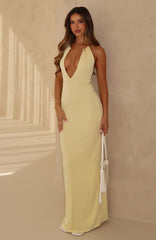 Cute Without Apology Halter Maxi Dress Lemon
