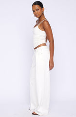 Day At A Time Low Rise Wide Leg Jeans Off White