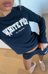 Daydreamers Madeline Long Sleeve Baby Tee Navy