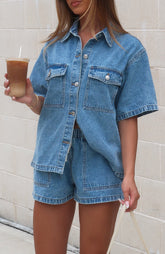 Denim Daydream Button Up Shirt Mid Blue