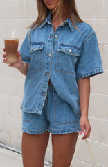 Denim Daydream Button Up Shirt Mid Blue