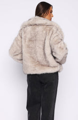 Dirty Martini Faux Fur Jacket Smokey Taupe