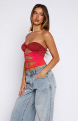 Dreaming Of Santorini Strapless Top Scarlett Inferno