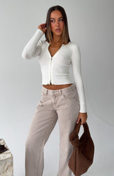 Fine Wine Long Sleeve Knit Top Off White