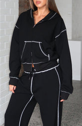 Flashing By Boxy Zip Front Hoodie Black