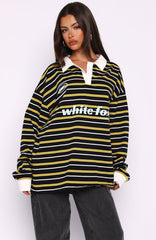 Gentle Affection Long Sleeve Rugby Shirt Black/Yellow Stripe