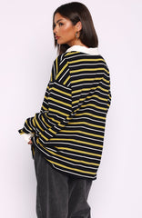 Gentle Affection Long Sleeve Rugby Shirt Black/Yellow Stripe
