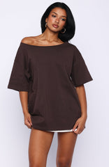 Give Me Options Off Shoulder Tee Chocolate