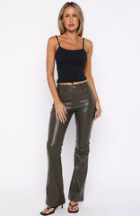 Good Luck Guaranteed PU Pants Olive