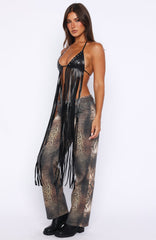 Here We Go PU Fringe Top Black