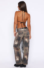 Here We Go PU Fringe Top Black