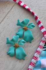 Hopper Earrings Aqua/Gold