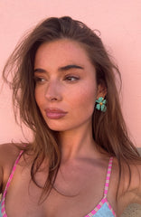 Hopper Earrings Aqua/Gold