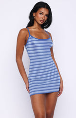 I've Been Thinking Knit Mini Dress Azure Stripe