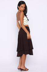 Just Keep Watching Midi Skirt Chocolate