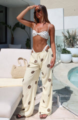 Tropic Muse Pants Cream/Choc Polka Dot