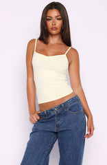 Keeping It Cute V Neck Cami Top Lemon