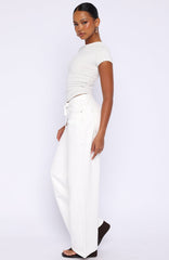 Kendall Mid Rise Wide Leg Jeans Off White