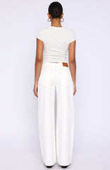 Kendall Mid Rise Wide Leg Jeans Off White