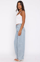 Kiara Mid Rise Barrel Leg Jeans Mid Blue