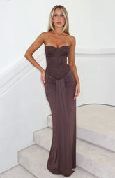 Kiss The Girl Strapless Maxi Dress Chocolate