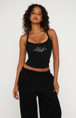 Know What You Want Singlet Top Black