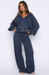 Leave Me Out Of It Waffle Wide Leg Sweatpants Navy
