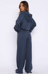 Leave Me Out Of It Waffle Wide Leg Sweatpants Navy