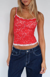 Lots Of Lust Lace Cami Red