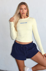 Love Addiction Long Sleeve Baby Tee Butter Yellow