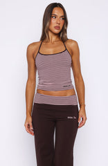 Lucky Charm Halter Top Choc / Pink Stripe