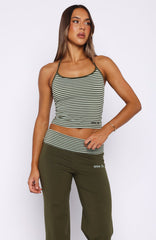 Lucky Charm Halter Top Khaki / Mint Stripe