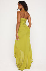 Main Character Energy Mesh Maxi Dress Chartreuse