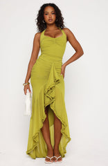 Main Character Energy Mesh Maxi Dress Chartreuse