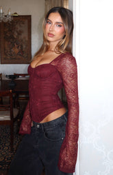 Midnight Rose Long Sleeve Bustier Wine